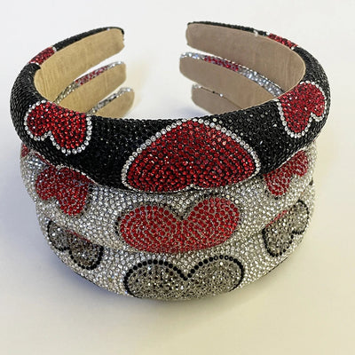 Versatile Diamond Inlay Heart-Shaped Sponge Hair Bands