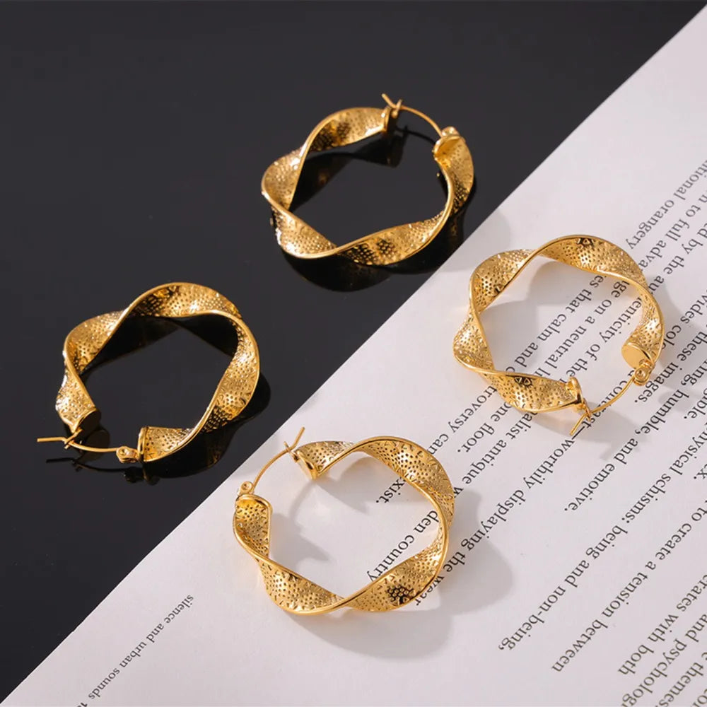 Titanium Steel Twisted Earrings - Korvel