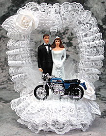 Motorcycle Wedding Cake Topper - 9" High