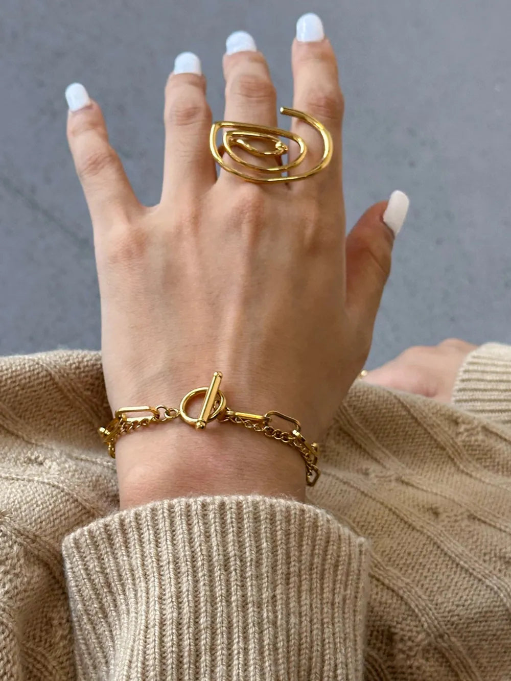 18K Gold-Plated Stainless Steel Chain Bracelet - Korvel