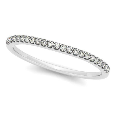 14k White Gold Scallop Setting Round Diamond Wedding Band