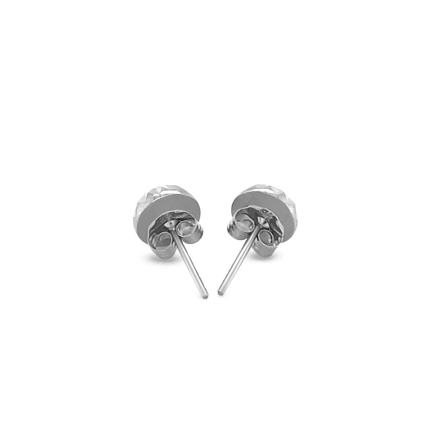 Boucles d'oreilles clous en or blanc 14k à texture plate