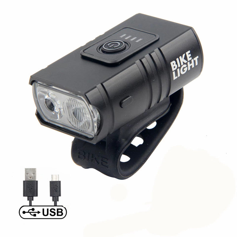 Rechargeable bicycle cycling night light USB light T6 light Strong flashlight Mountain bike front and rear light accessories - Korvel