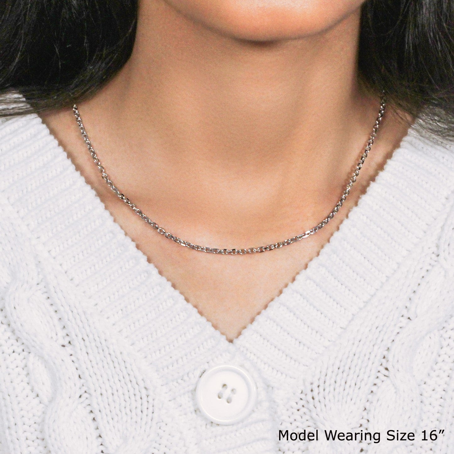 14k White Gold Diamond Cut Cable Link Chain - 2.60 mm