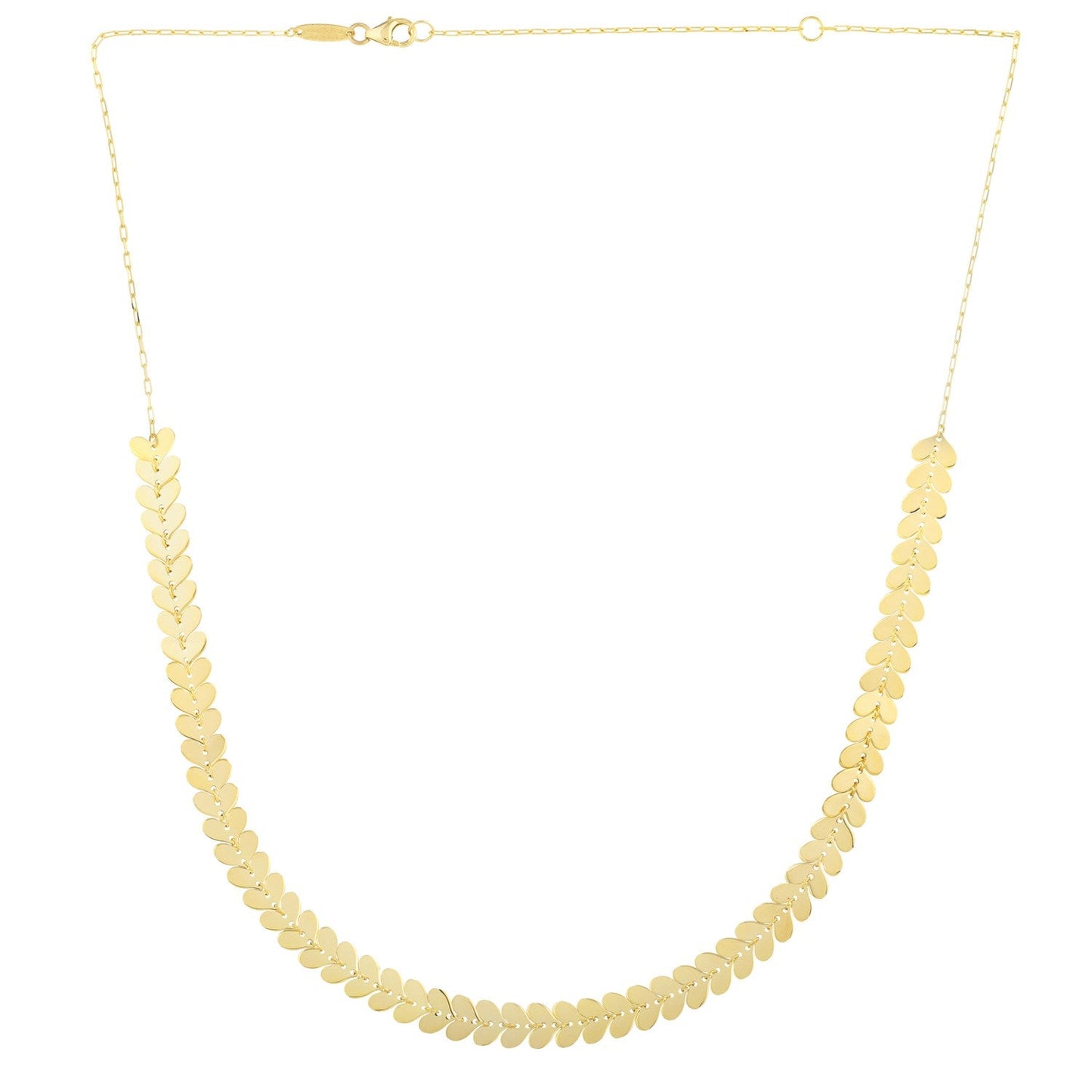 Collier en chaîne à maillons en forme de cœur en or jaune poli 14k