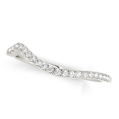 Anillo de Boda de Diamantes Curvado Moderno de Oro Blanco de 14k
