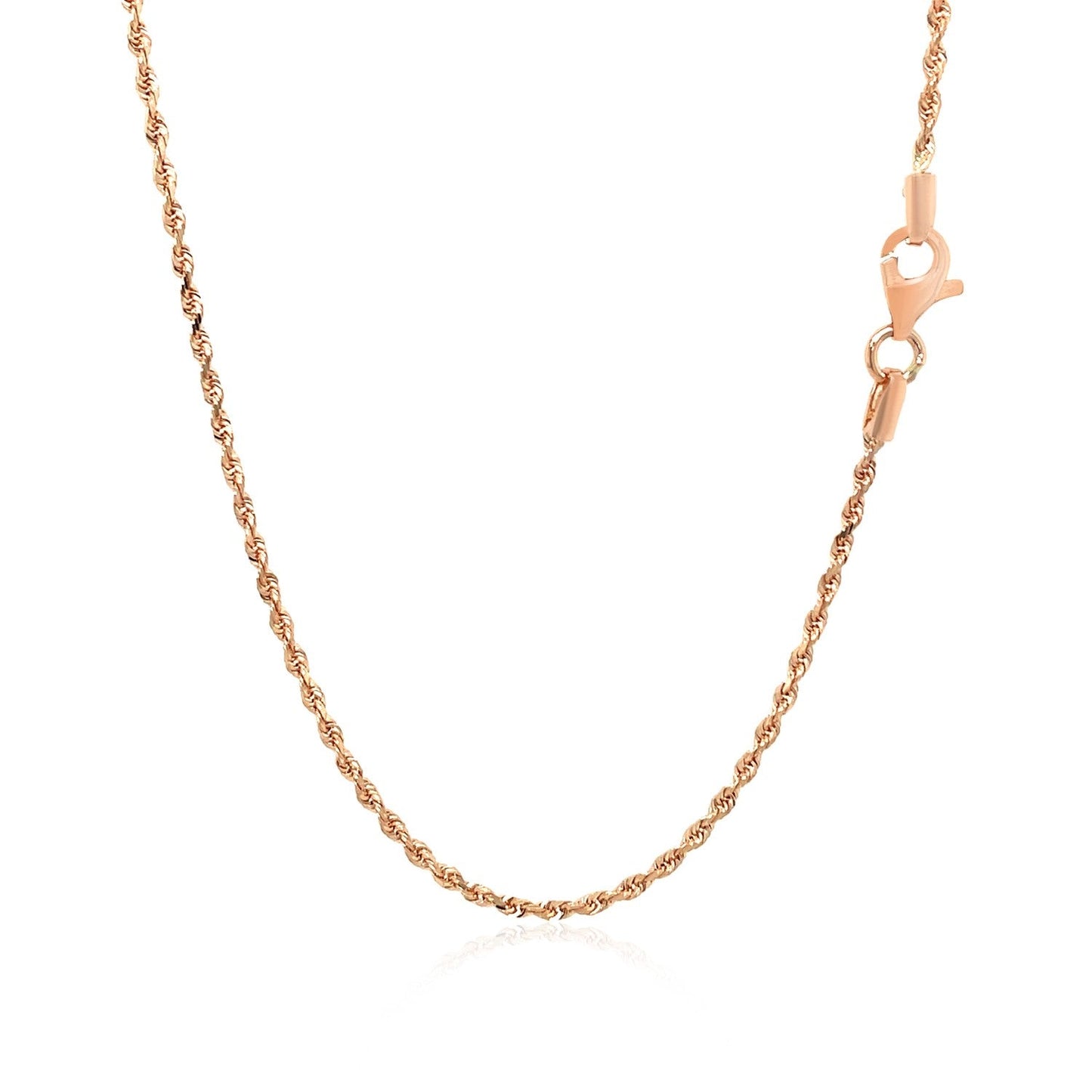 Chaîne en or rose 14 carats avec coupe diamant en corde 1,5 mm