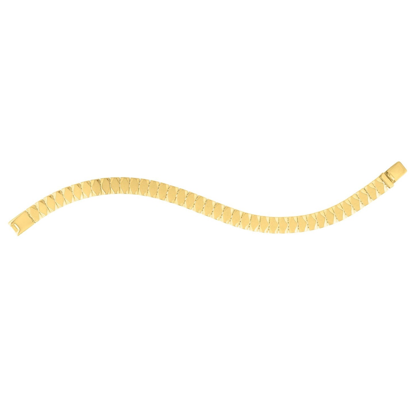 Bracelet en or jaune 14 carats en forme de carreaux en diamant