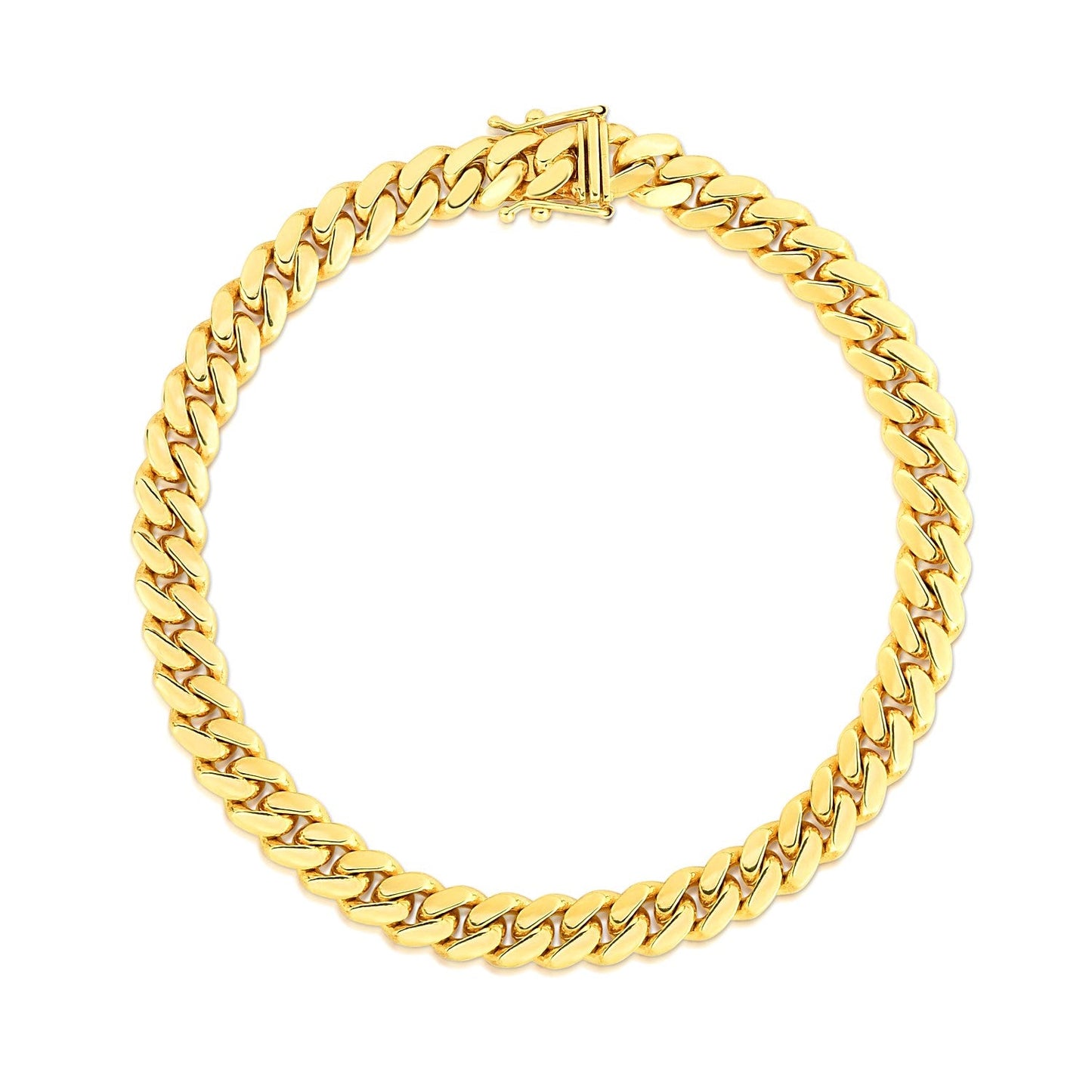 14k Yellow Gold Classic Miami Cuban Solid Bracelet - 7.0mm