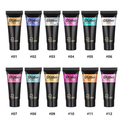 Pudaier Sombra de Ojos Brillante Monocromática - 12 Colores