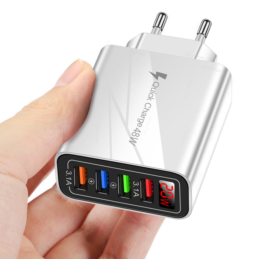 4-Port USB Digital Display Mobile Phone Charger