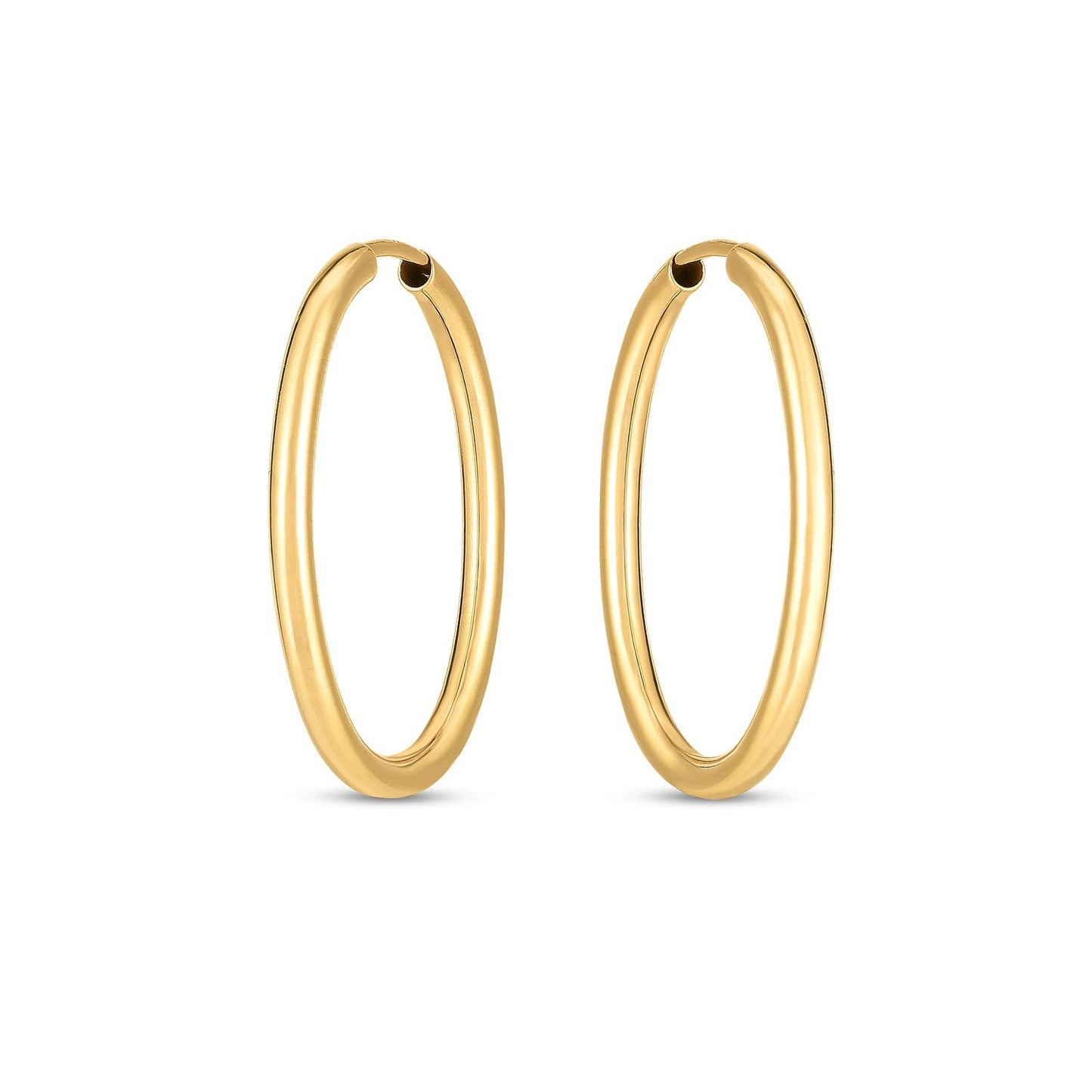 Boucles d'oreilles ovales en or jaune 14 carats sans fin