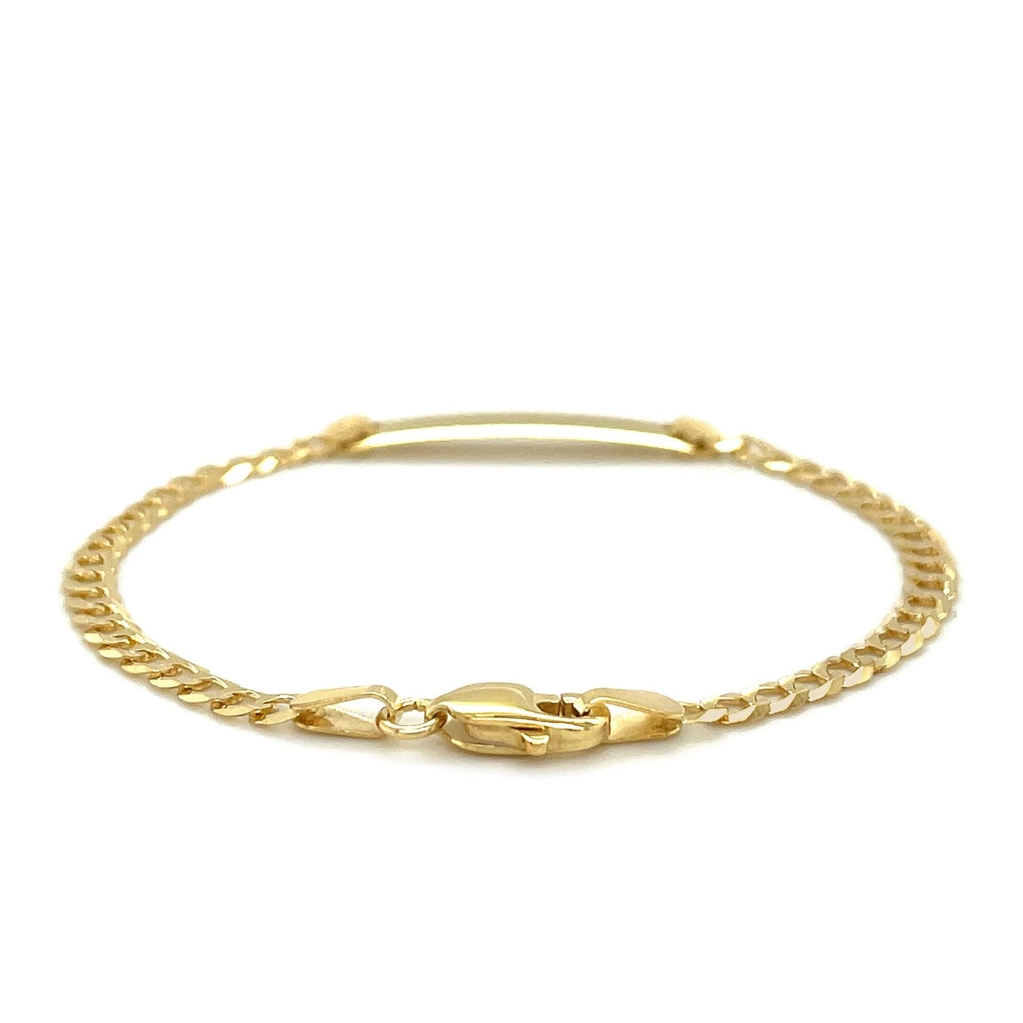 Bracelet d'identité pour enfants en or jaune 14 carats avec maillons curb