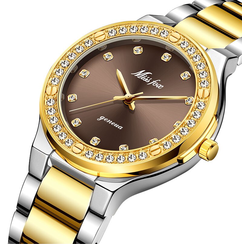 MISSFOX 2742 Elegant Woman Watch Luxury Brand Female Wristwatch Japan Movt 30M Waterproof Gold Expensive Analog Geneva Quartz Watch - Korvel