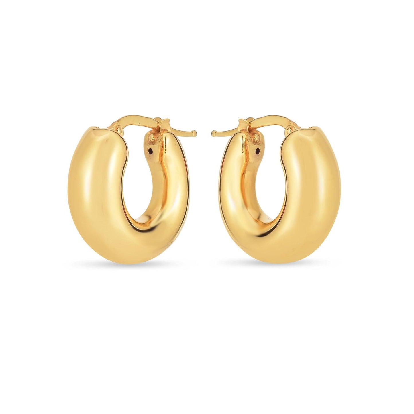 14k Yellow Gold Small Puffy Hoop Earrings