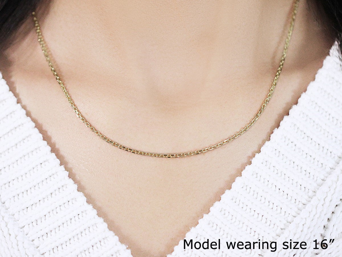 18k Yellow Gold Diamond Cut Cable Link Chain - 1.90 mm