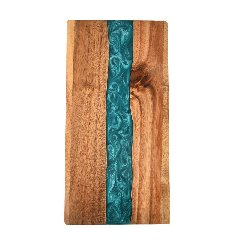 Acacia Wood Resin Splicing Large Charcuterie Board Epoxy Resin Ocean Wave Pattern Cutting Board for Kitchen - Korvel