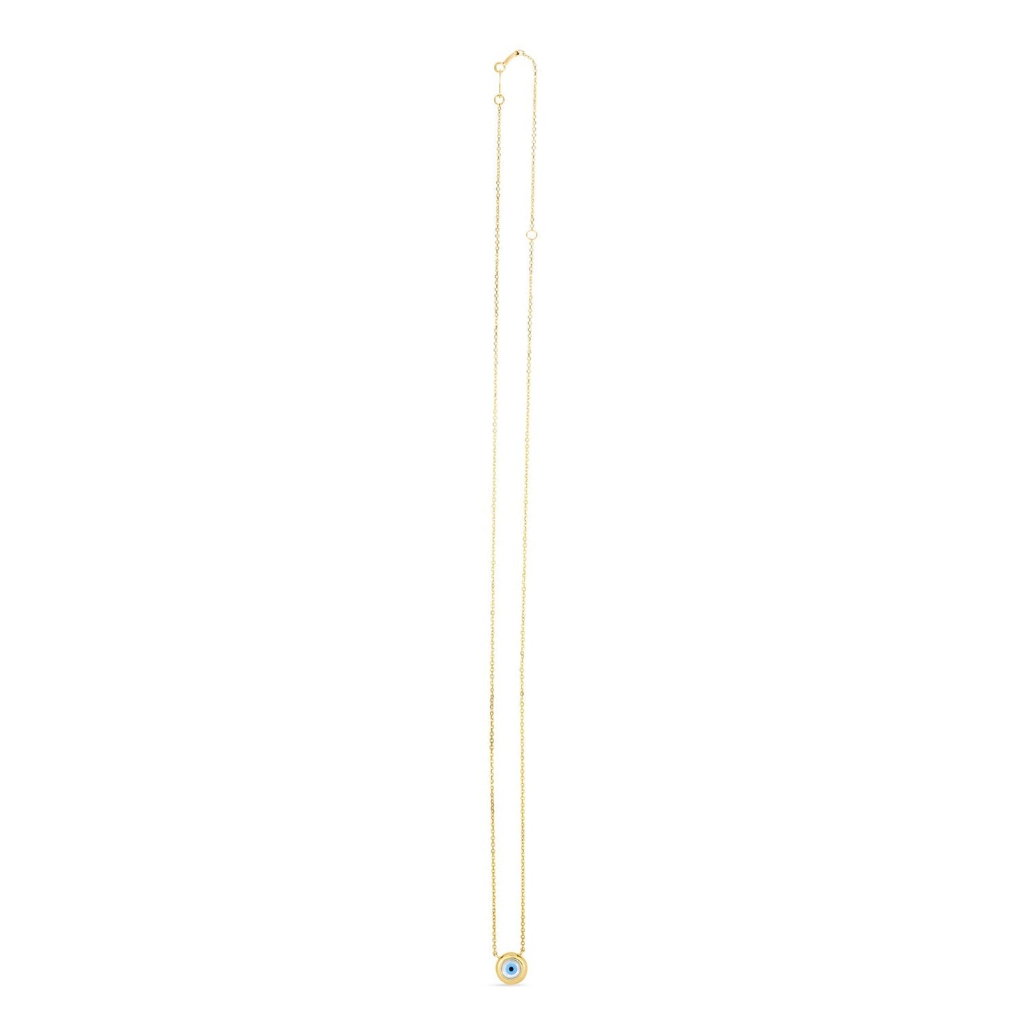14k Yellow Gold Mother of Pearl Evil Eye Necklace