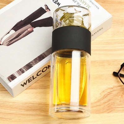 JOUDOO Tea Infuser Filter Double Wall Glass Sport Water Tumbler Portable High-temperature Transparent Water Cup Office Cup 35 - Korvel