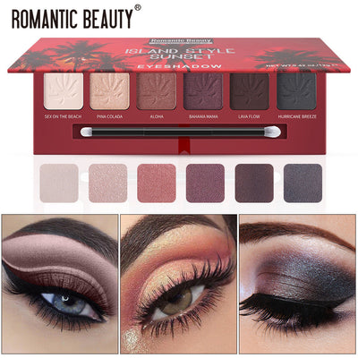 Paleta de Sombra de Ojos Mate Perlescente de 6 Colores de Romantic Beauty