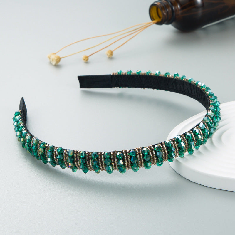 Hair Hoop Hand-woven Beaded Headband Female Baroque Sponge Hair Bundle Korean Face Wash Hair Accessories - Korvel
