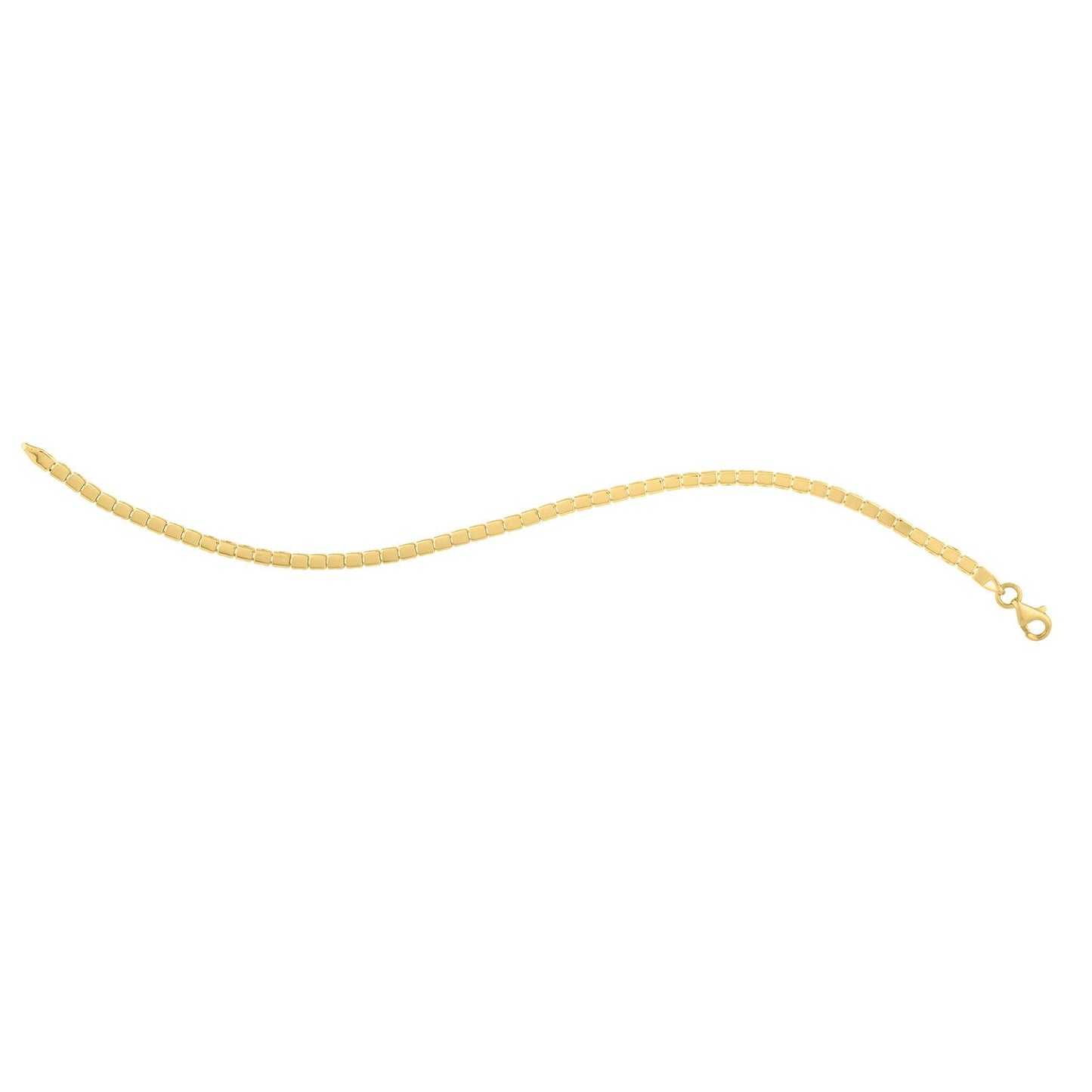 Pulsera Mini Cubo de Oro Amarillo de 14k - 7 Pulgadas