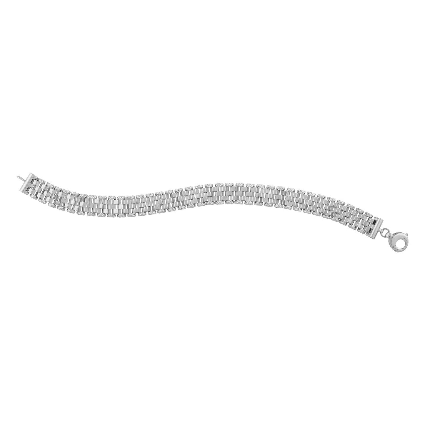 Pulsera de Cadena con Enlace de Pantera Facetada en Oro Blanco de 14k