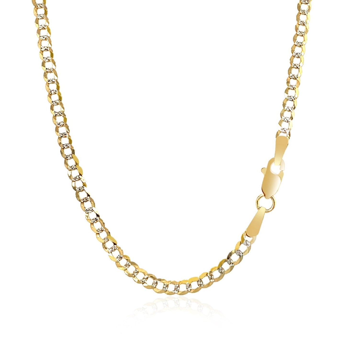 Cadena Curb Pavé de Oro de Dos Tonos de 14k - 2.6 mm