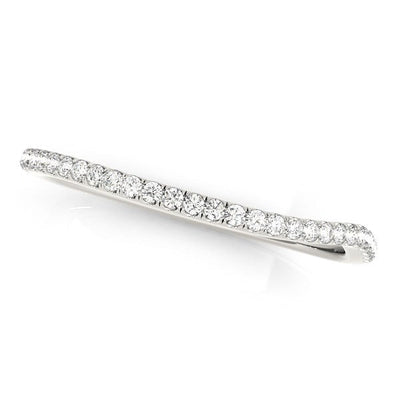 14k White Gold Slim Curved Diamond Wedding Ring
