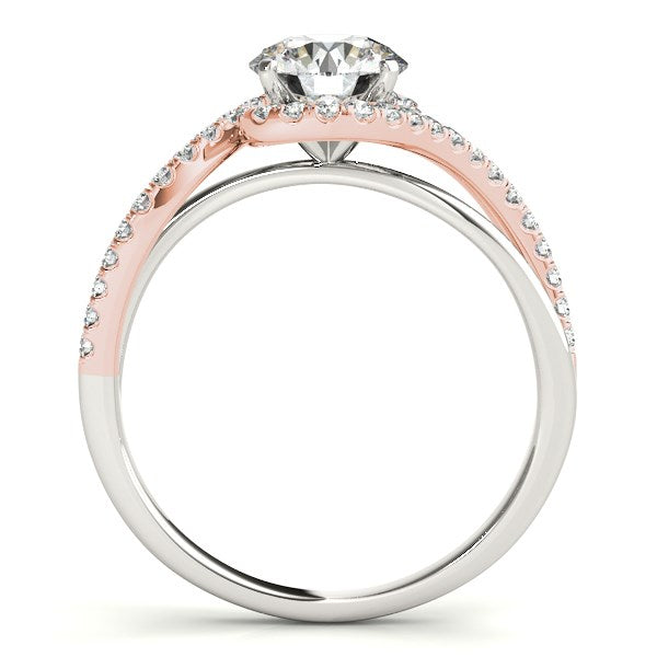 14k White and Rose Gold Bypass Band Diamond Engagement Ring