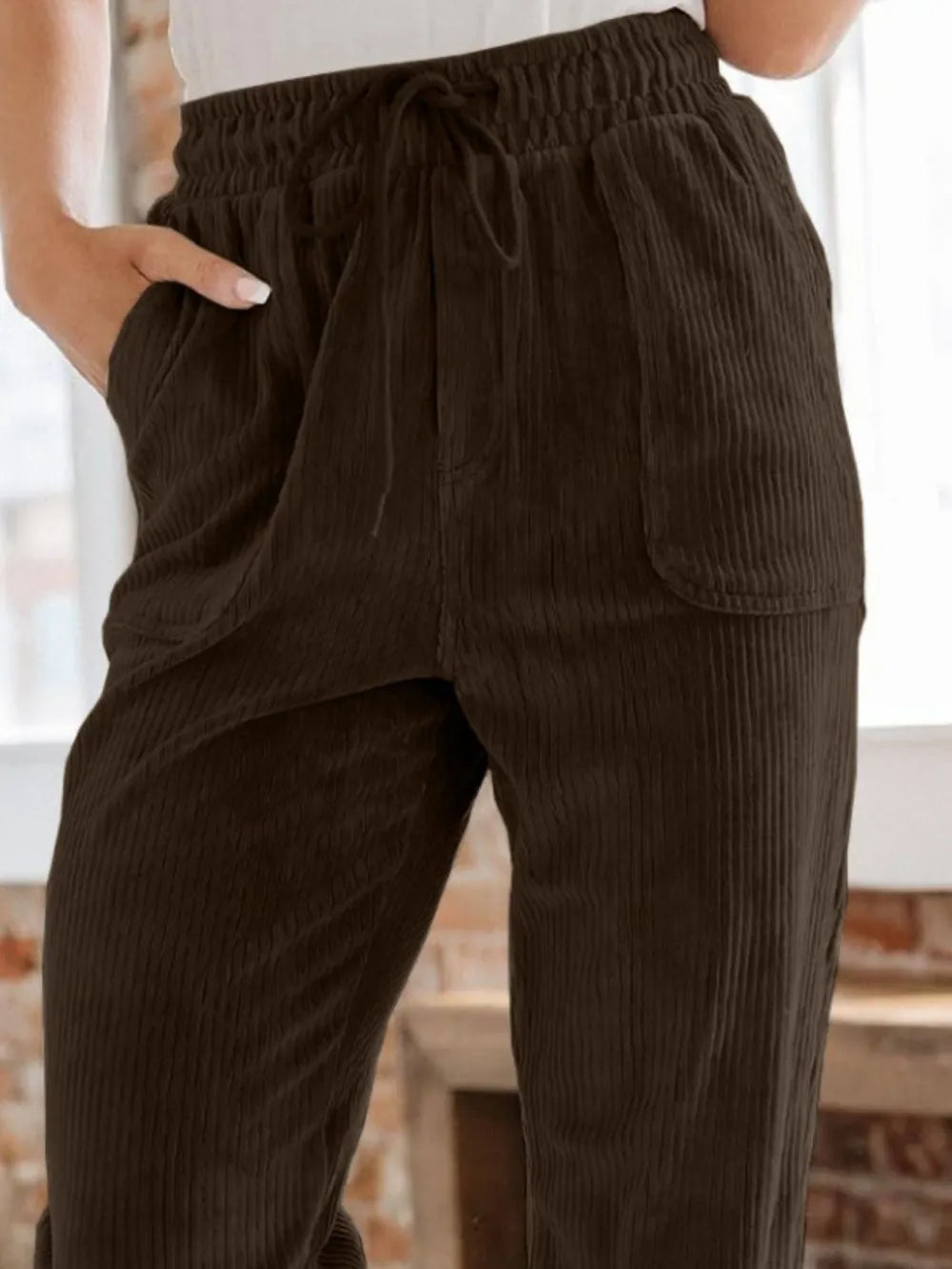 Drawstring Pants with Pockets - Korvel