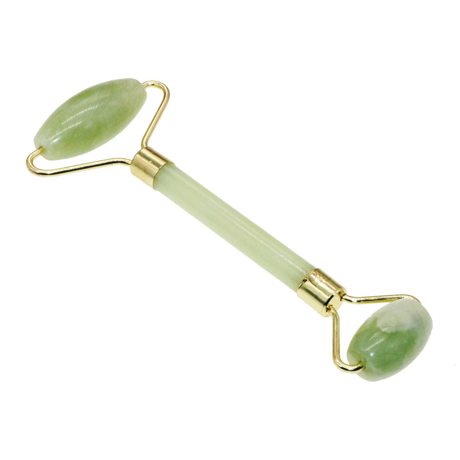 Double Head Natural Jade Facial Massage Rollers with Pouch