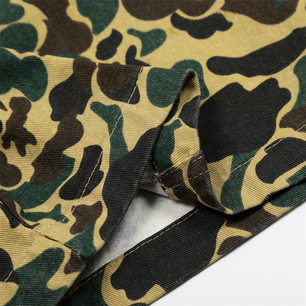 Camouflage Tiger Pattern Work Shorts Men's European and American Trendy Design Embroidered Letter Knife Loose Casual Five-Point Pants - Korvel