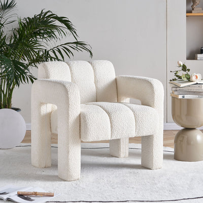 Elegant Boucle Upholstered Accent Chair - Beige