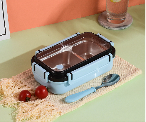 Simple and stylish portable stainless steel heat preservation and anti-scalding partition lunch box - Korvel