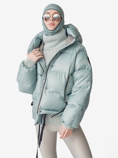 Doudoune courte en duvet - Gris ardoise