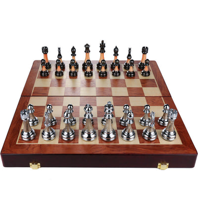 Solid Wood Folding Chessboard with Imitation Jade Chess Pieces