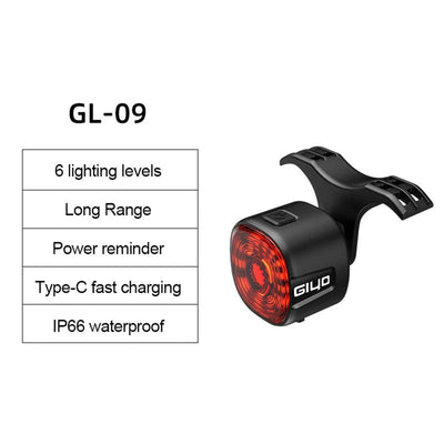 Smart Brake Tail Light for Bicycles - Rechargeable & Waterproof