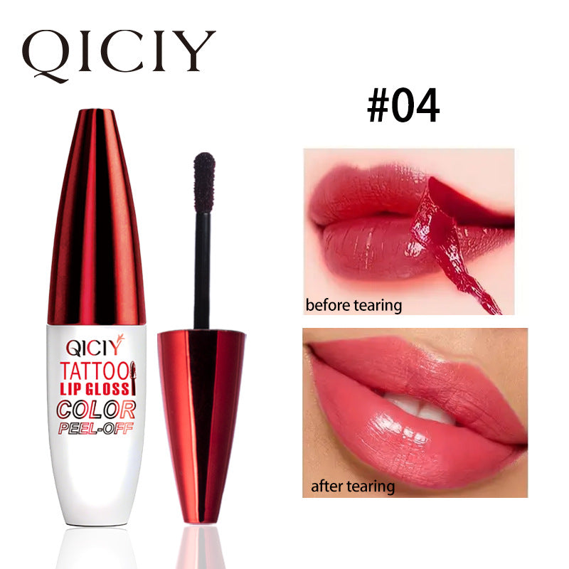 4-color tear off lip gloss is easy to color, moisturizes and lasts for a long time without sticking to the cup tear off lip gloss - Korvel