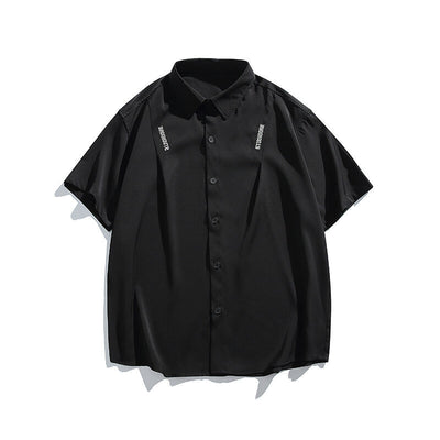 Letter embroidery loose casual short sleeved shirt for men - Korvel