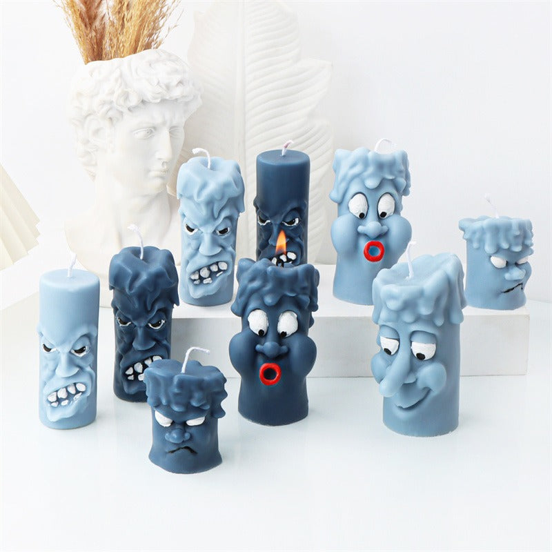 Molde de Silicona para Velas de Expresión Divertida - Caras Felices y Enfadadas