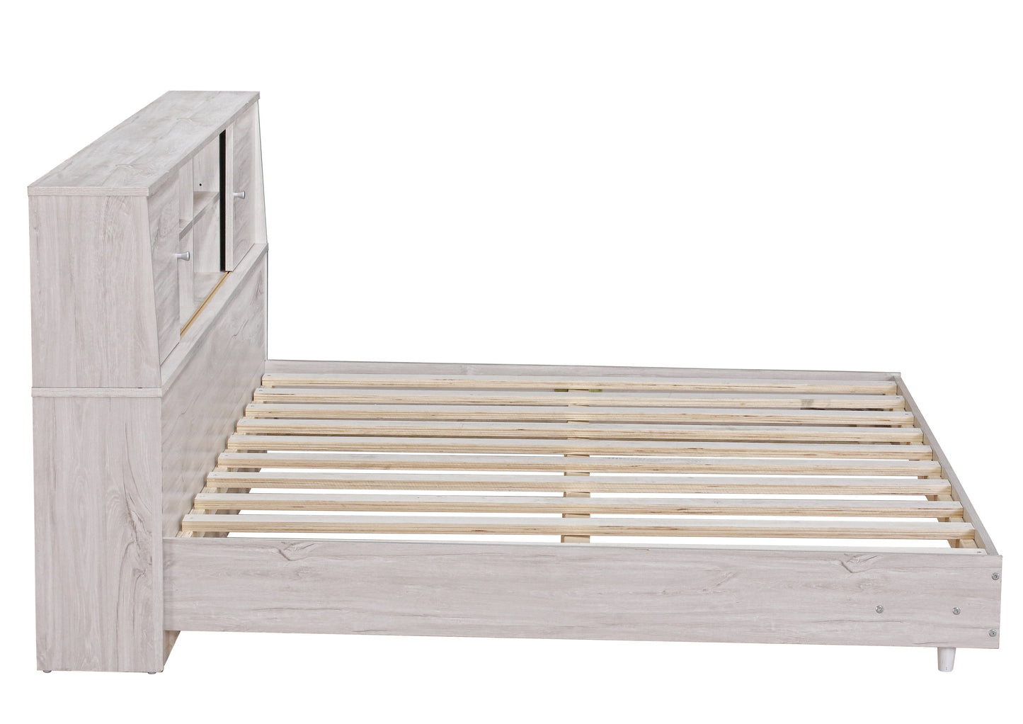 Full Size Daybed Frame with Storage Bookcases - White Oak