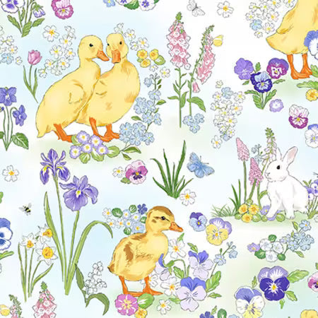 Digital Cuddle Multi Duck Duck Bunny Fabric - 58" - 60" per yard