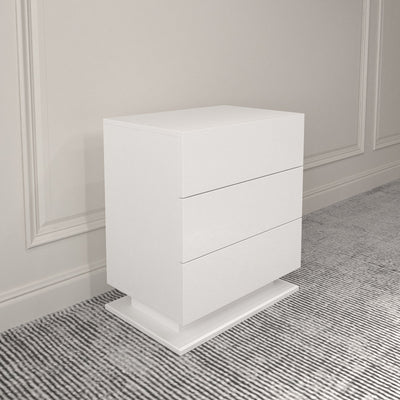 LED Nightstand with 3 drawers,White bedside Table ,Modern End Side Table for Bedroom - Korvel
