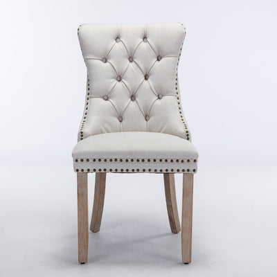 Premium Tufted Solid Wood Dining Chair Set - Gray
