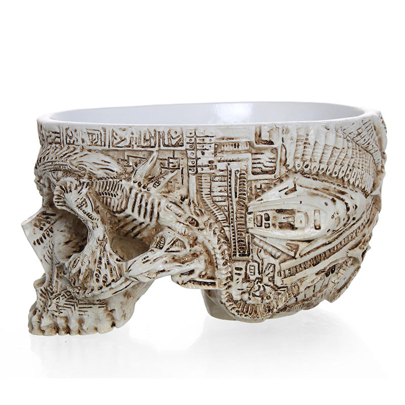 New Resin Plant Grass Skull Flowerpot Creative Indoor Skull Shape Potted Skeleton Craft Ornaments - Korvel