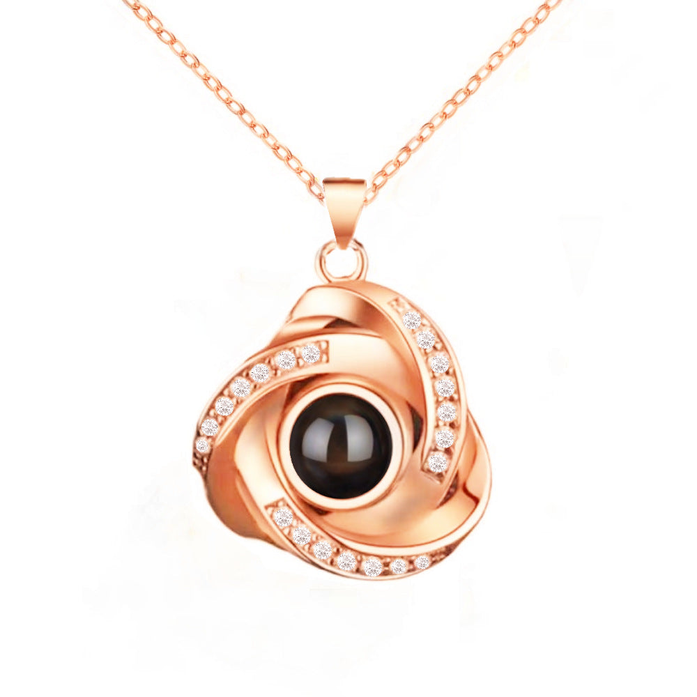 100 languages, I love you. Projection necklace, simple and fashionable, spiral pendant, collarbone chain - Korvel