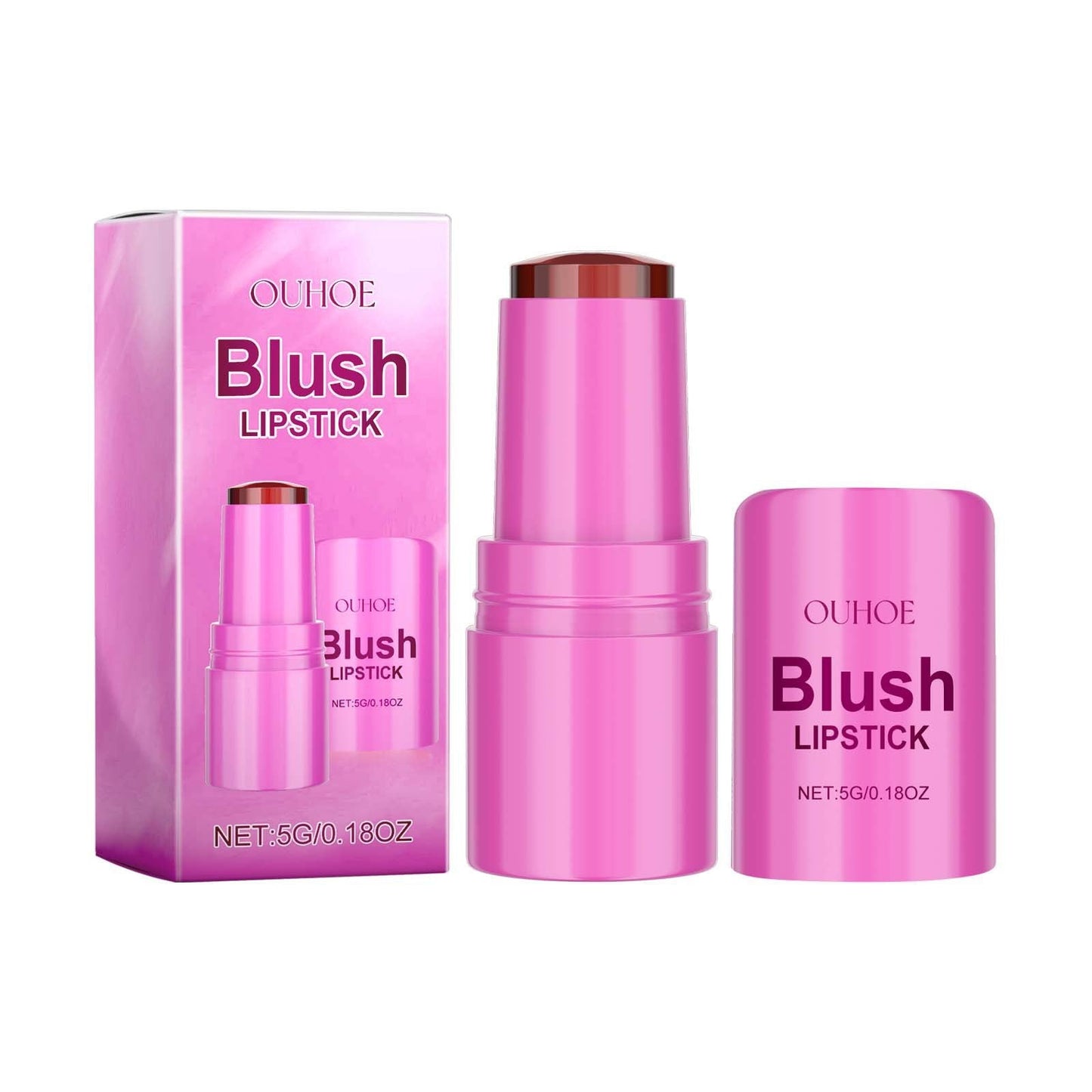 Blush Lipstick, Natural Nude Light Long-Lasting Easy Color Blush Lip Gloss Stick - Korvel
