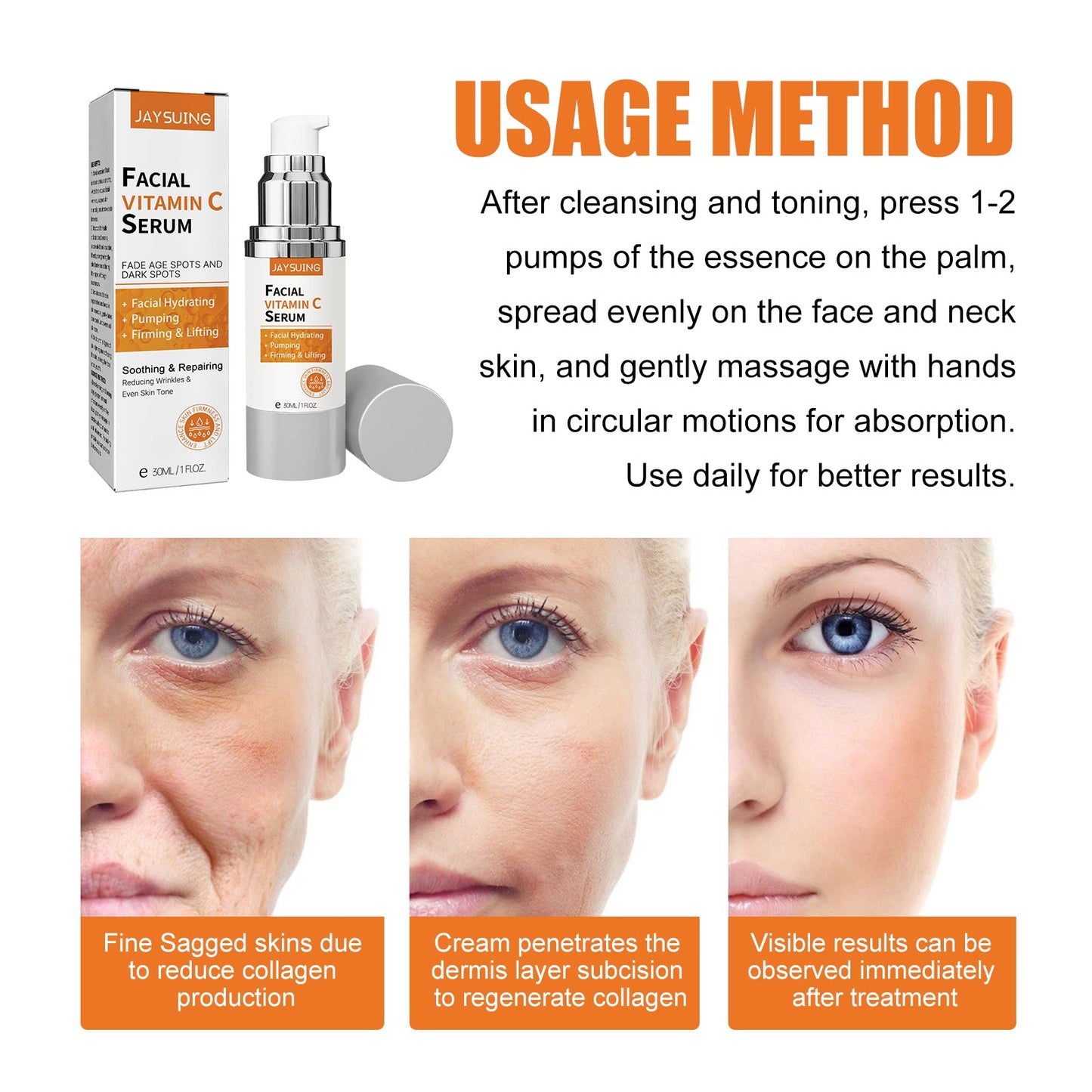 Anti-Aging Whitening Vitamin C Essence, Reduces Facial Fine Lines And Wrinkles, Firming Skin And Hydrating Essence - Korvel