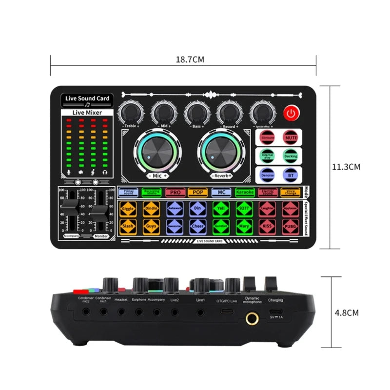 F999 Mixer Podcast Sound Board for Live Recording